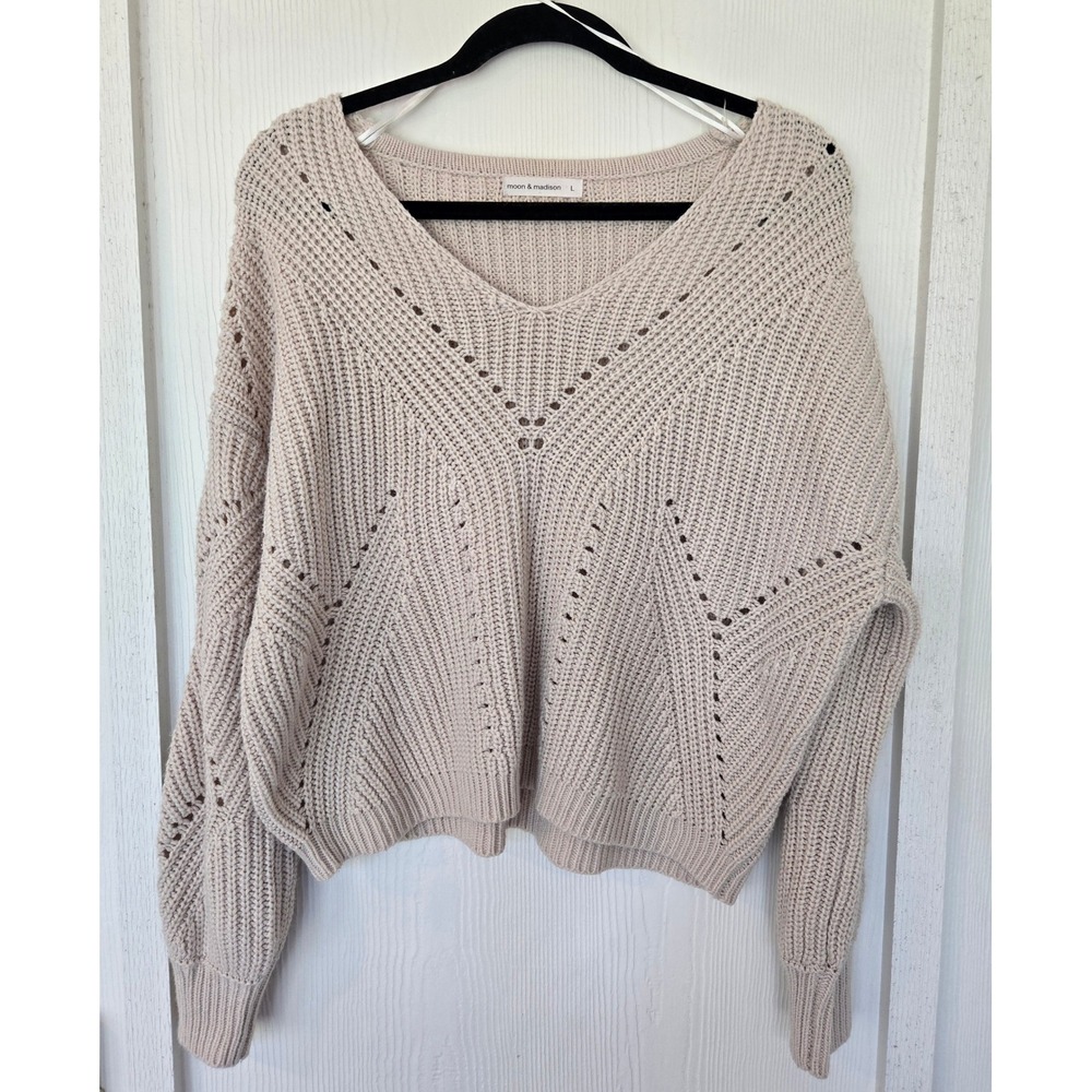 Cream Lightweight Knit Sweater Fisherman Boho Hippie Cottagecore Peasant Coastal
